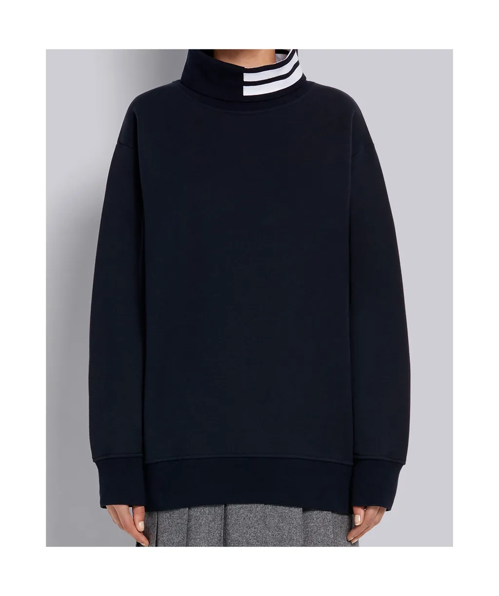 4-Bar Stripe Intarsia Turtle-Neck Sweatshirt