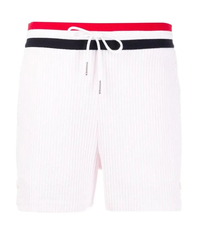 Tricolour-Waistband Seersucker Shorts