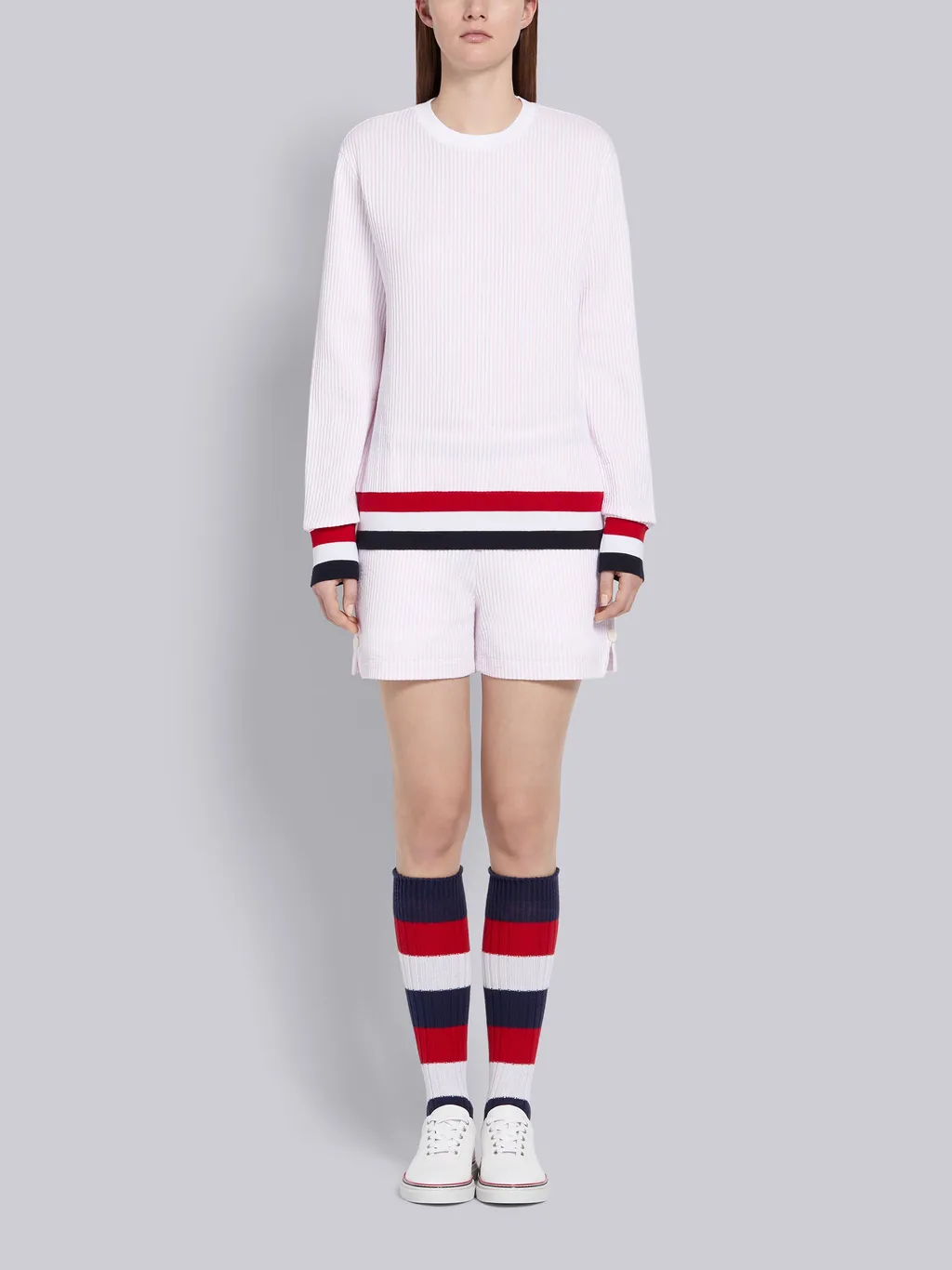 Tricolour-Waistband Seersucker Shorts