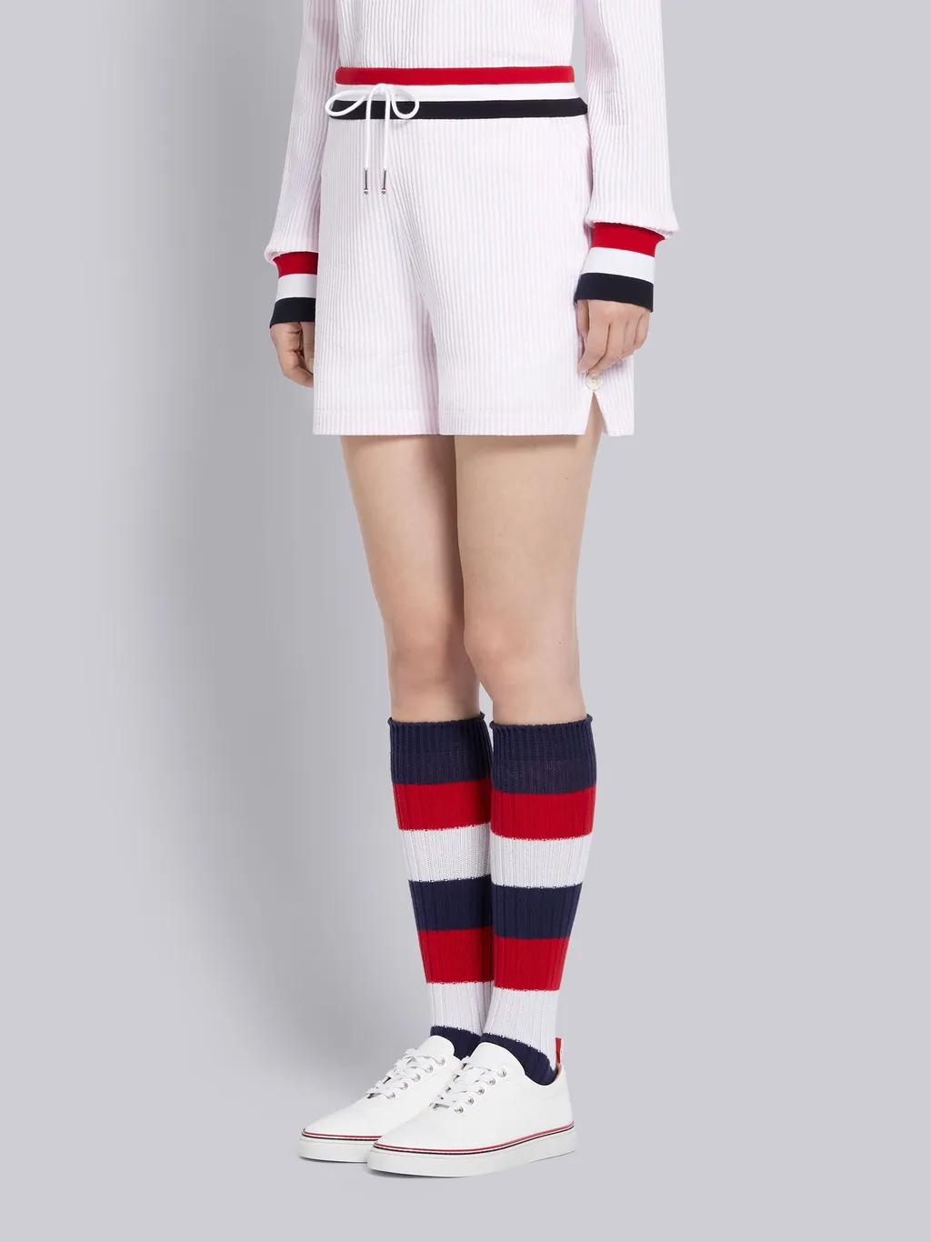 Tricolour-Waistband Seersucker Shorts