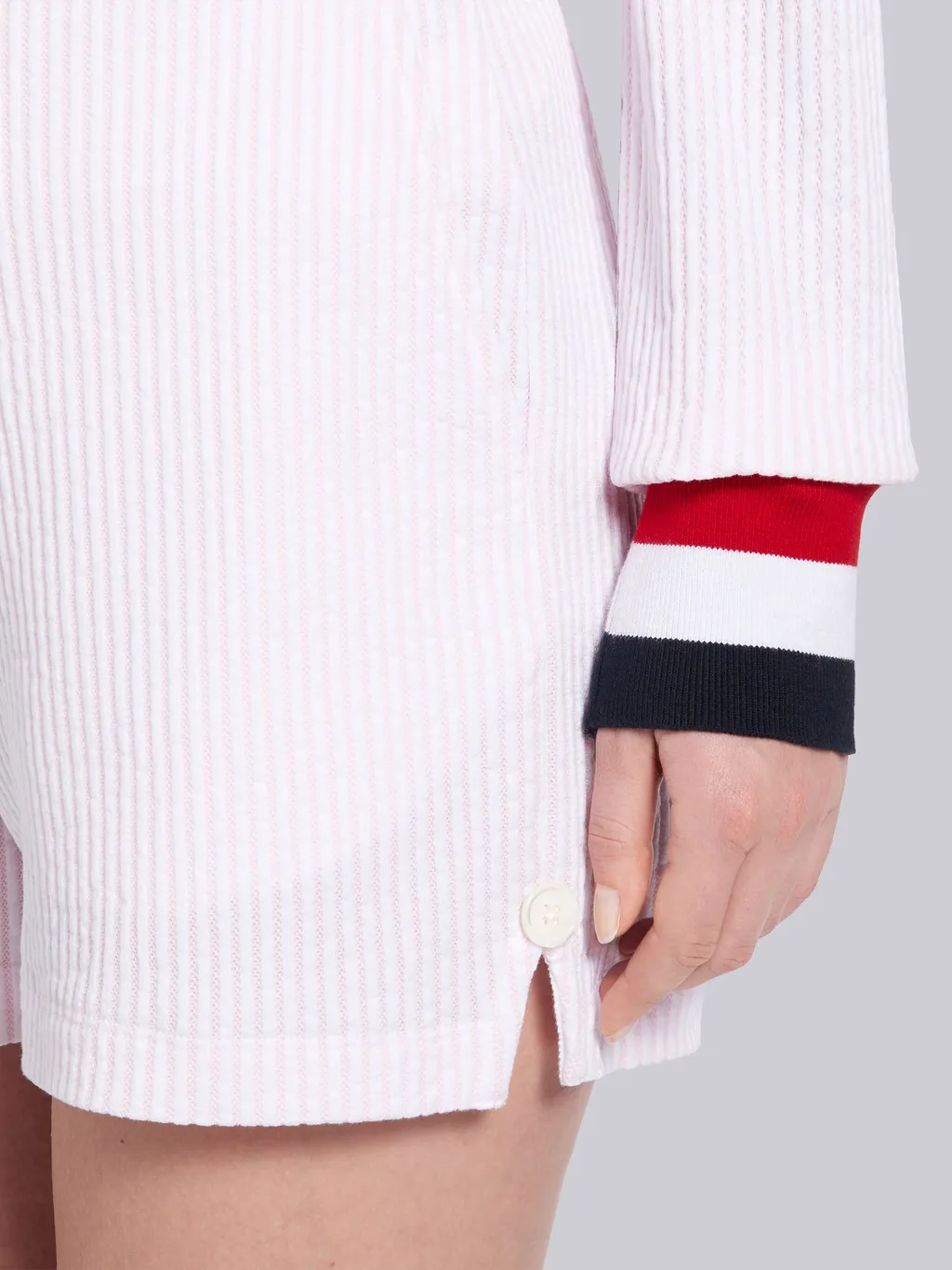 Tricolour-Waistband Seersucker Shorts