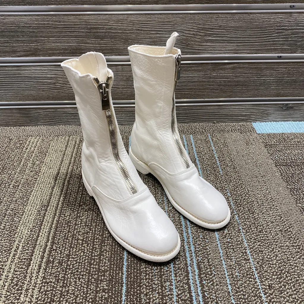 Zip-Front Calf-Length Boots
