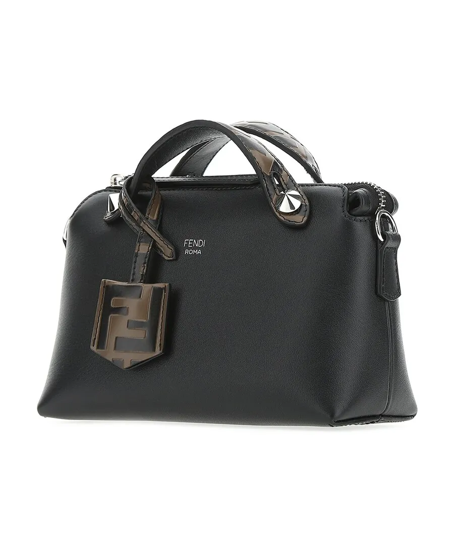 Small Black Leather Boston Bag