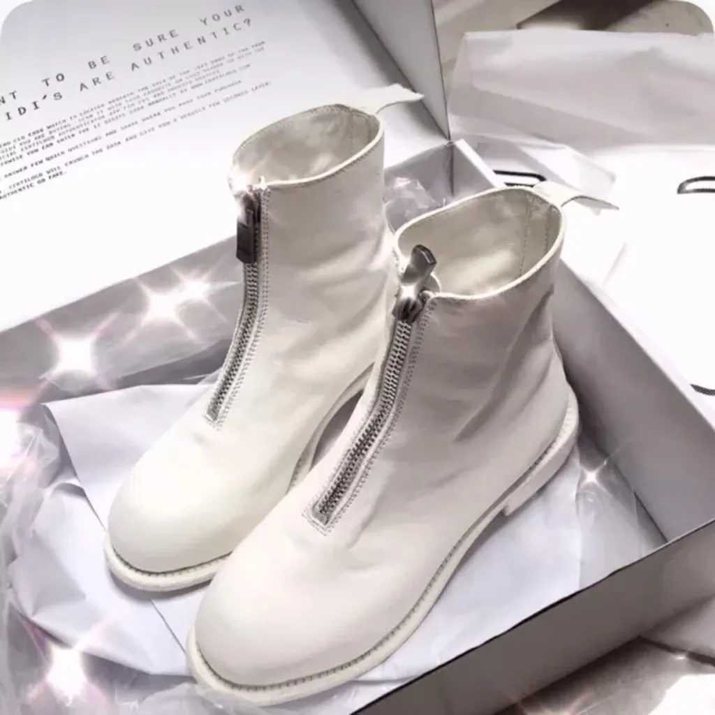 Cracked-Effect Ankle Boots