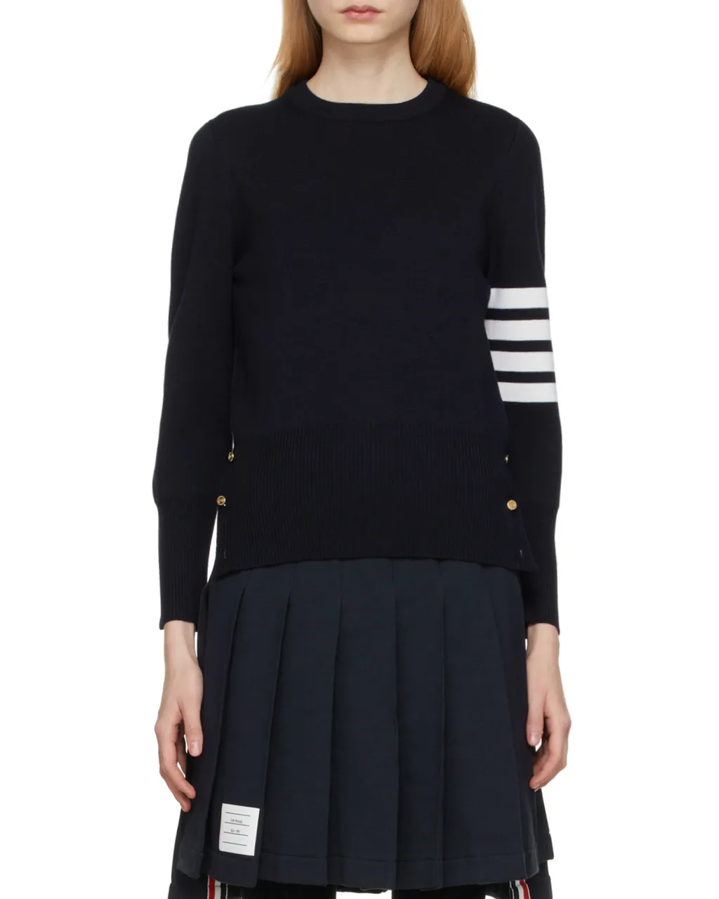 Thom Browne 4-Bar Crewneck Knit Sweater