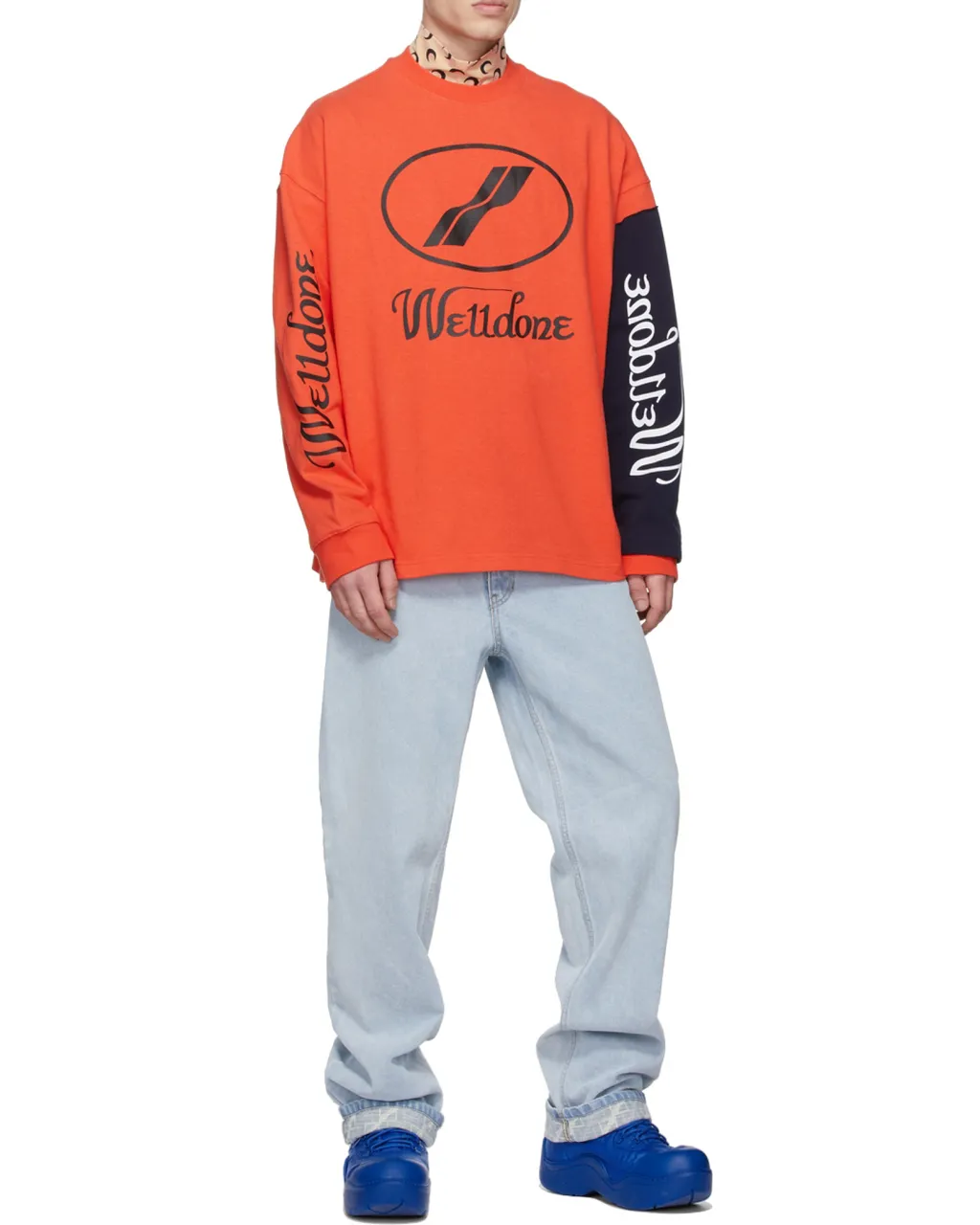 Super Large Spliced Long-Sleeved T-Shirt