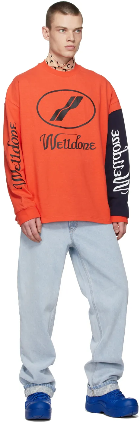 Super Large Spliced Long-Sleeved T-Shirt
