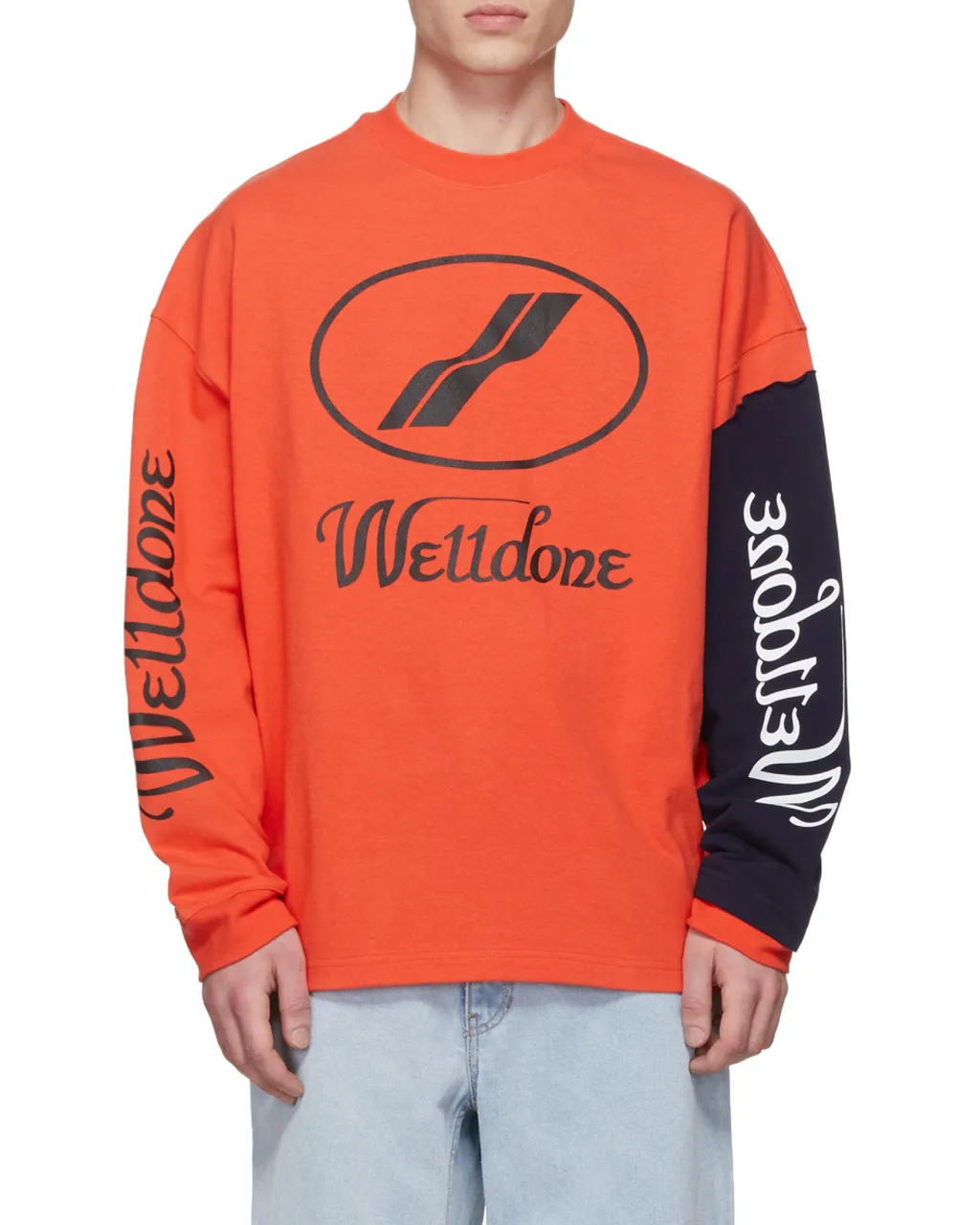 Super Large Spliced Long-Sleeved T-Shirt