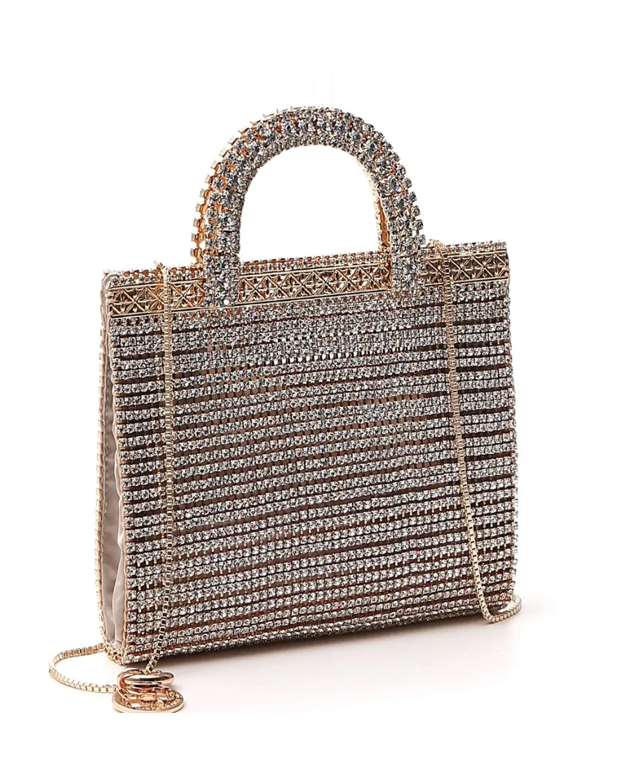 Gold Teodora Crystal Handbag