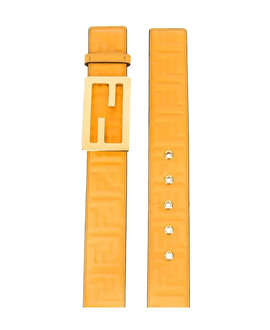 Embossed Logo Monogram Buckle Belt