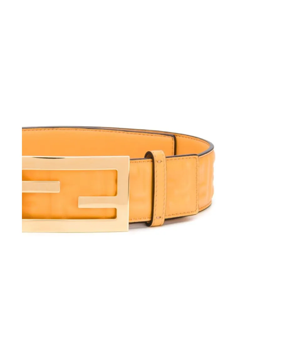 Embossed Logo Monogram Buckle Belt