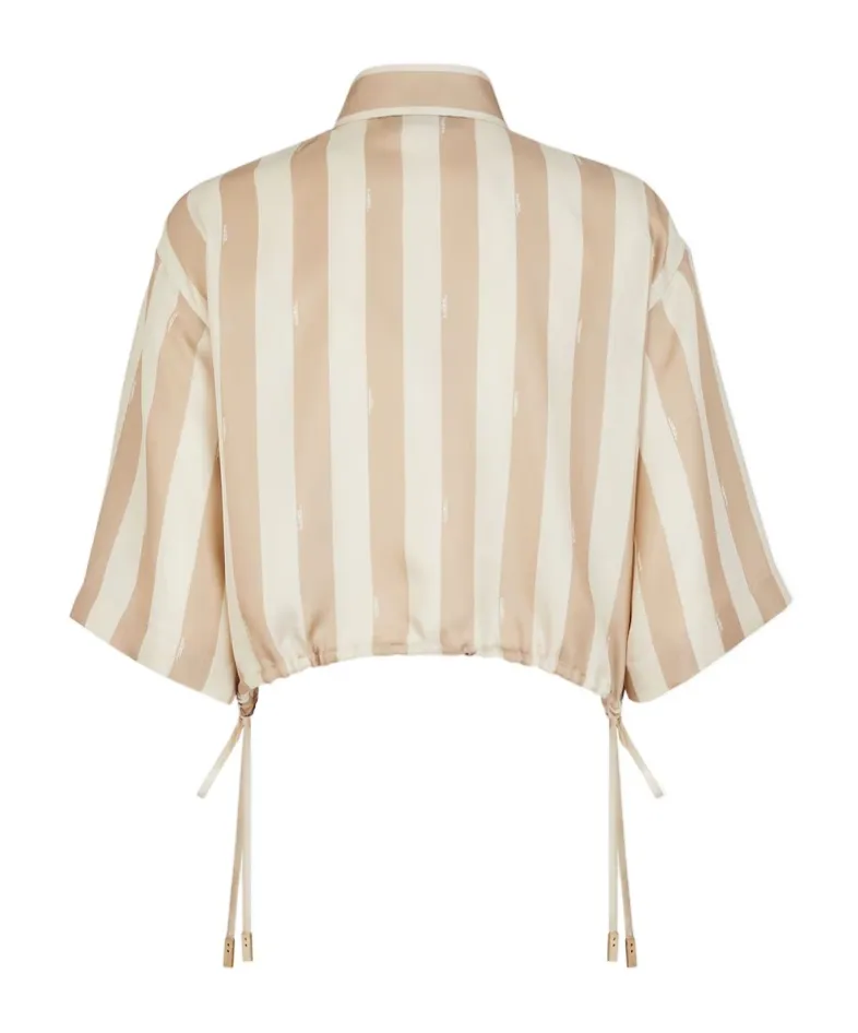 Fendi Striped Drawstring Hem Cropped Shirt