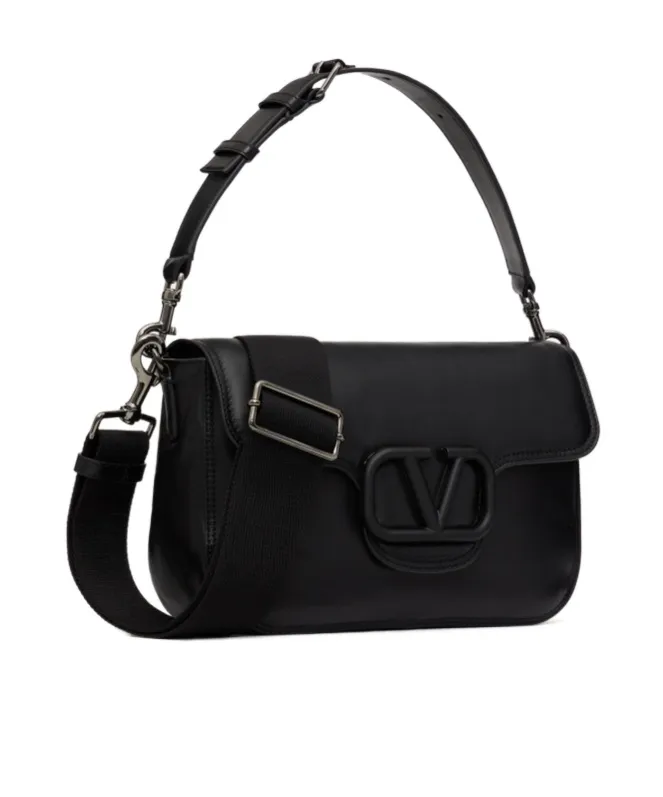 Valentino Noir Vlogo Signature Foldover Top Shoulder Bag