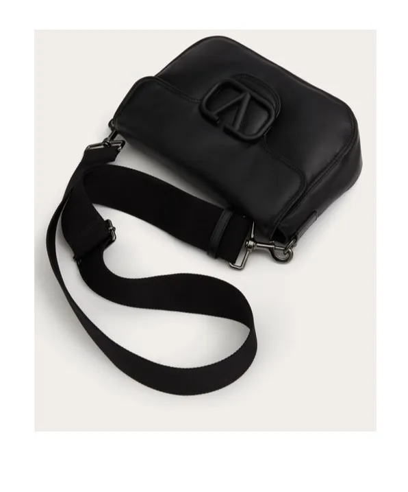 Valentino Noir Vlogo Signature Foldover Top Shoulder Bag