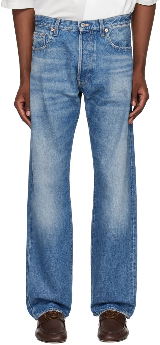 Valentino Logo Patch Straight Leg Jeans