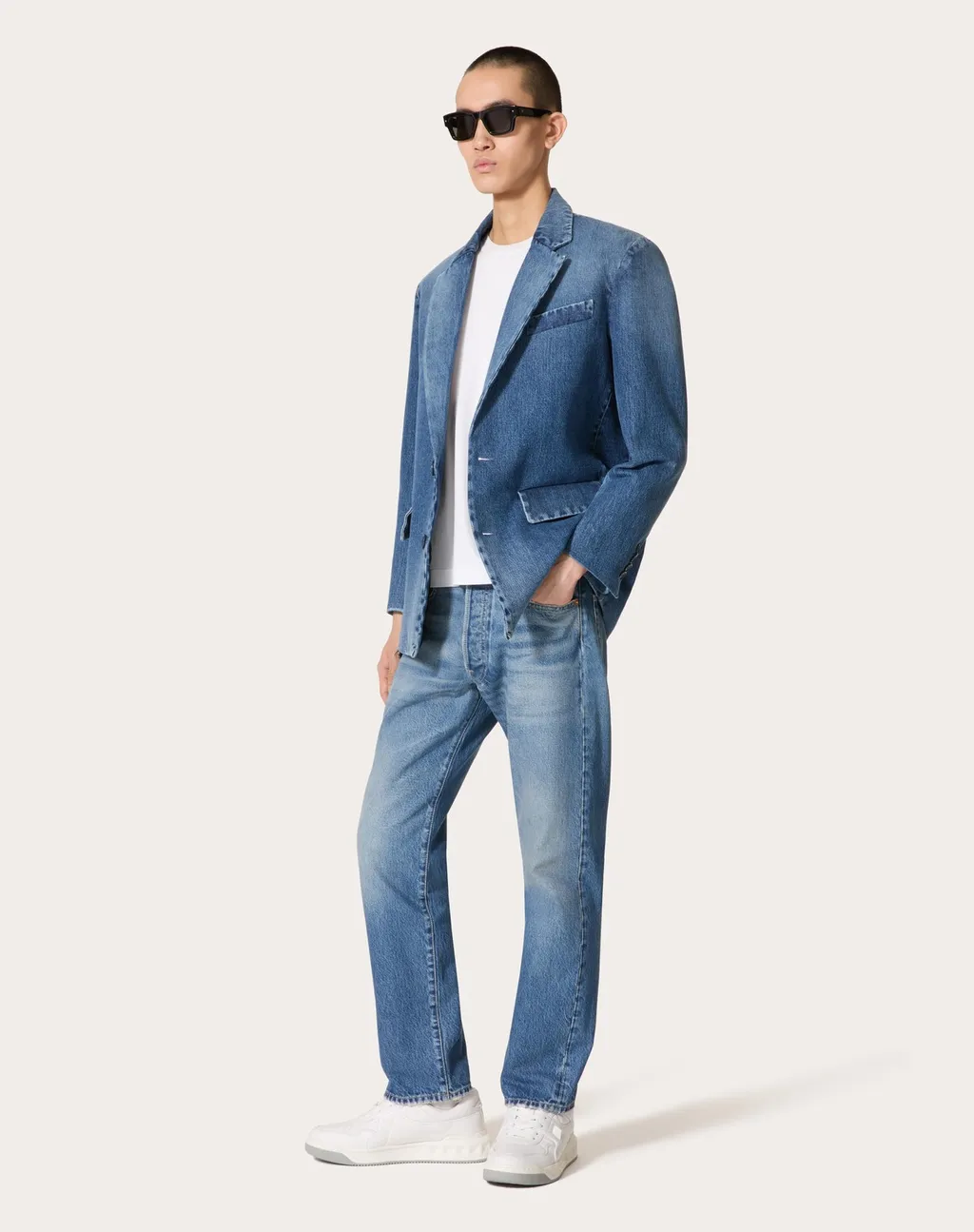 Valentino Logo Patch Straight Leg Jeans