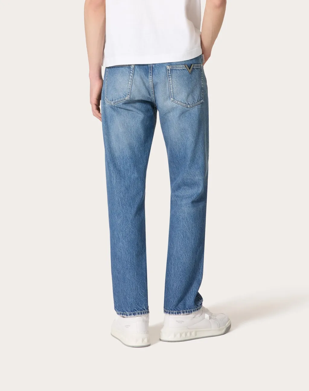 Valentino Logo Patch Straight Leg Jeans