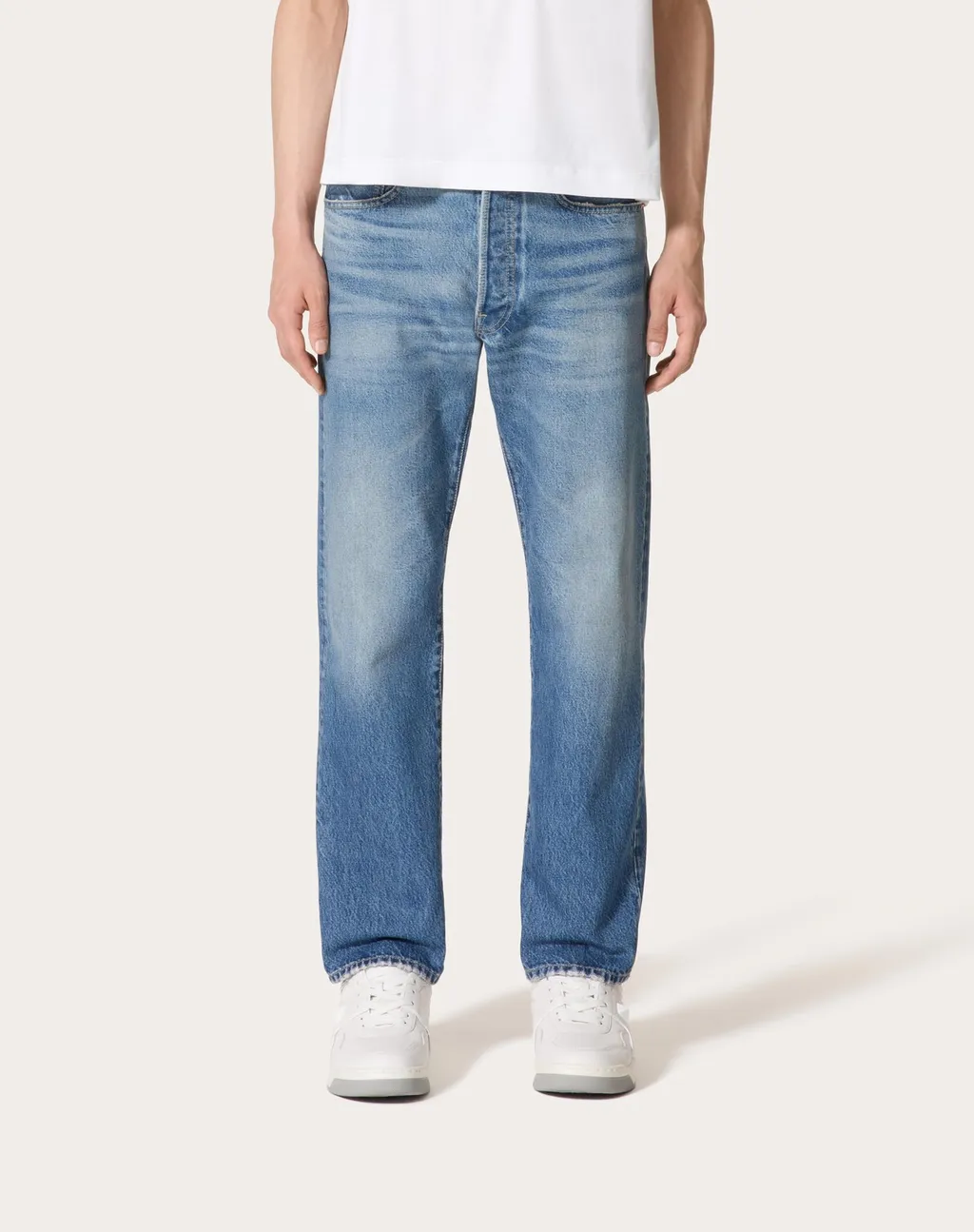 Valentino Logo Patch Straight Leg Jeans