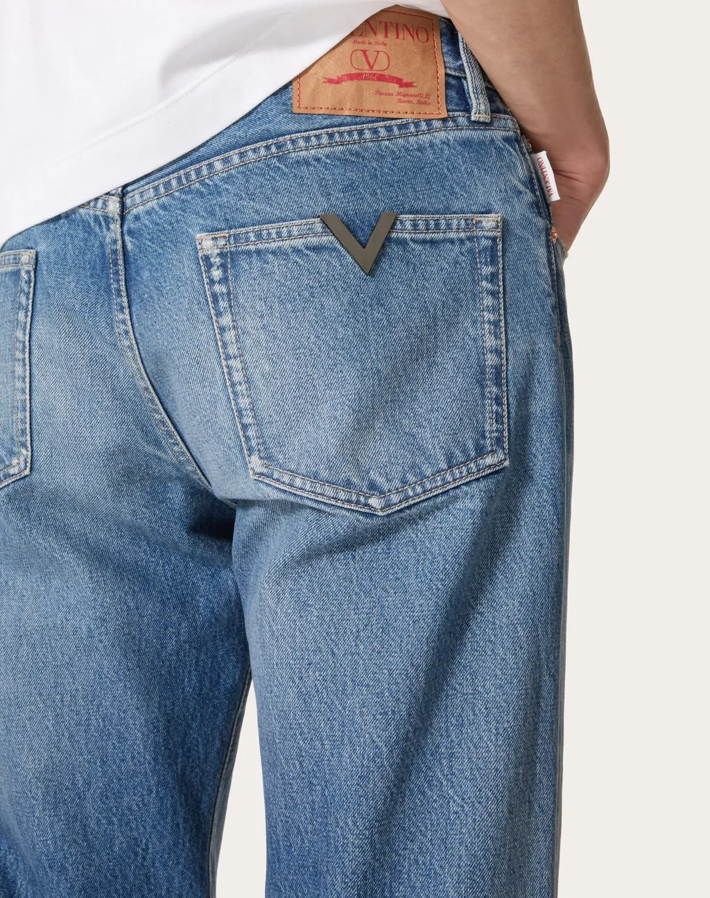 Valentino Logo Patch Straight Leg Jeans