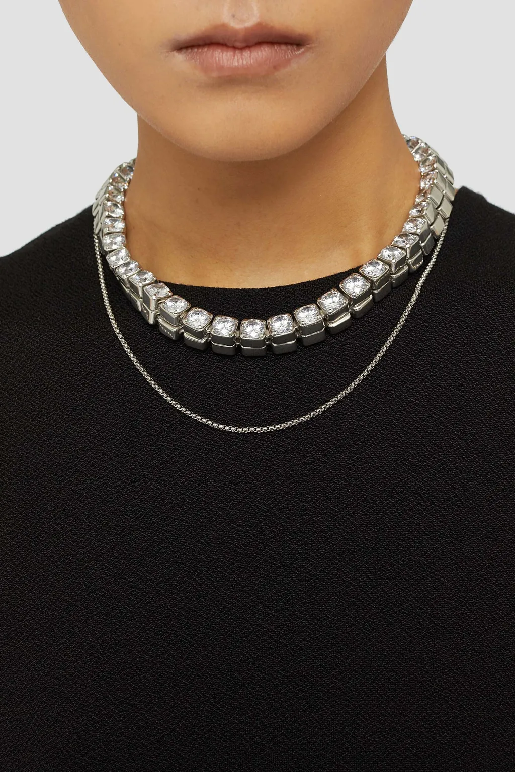 Jil Sander Crystal-Embellished Cubic Necklace