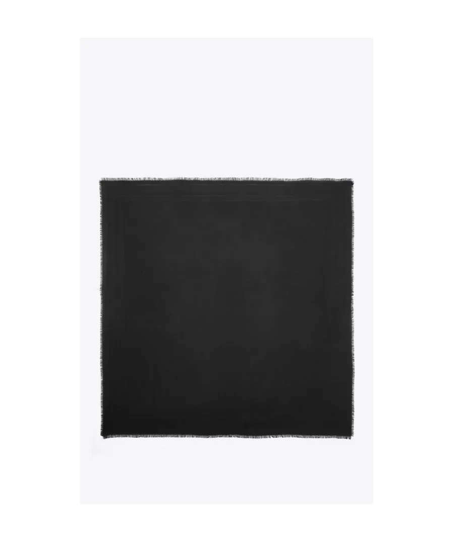 Saint Laurent Logo Detailed Frayed Edge Scarf