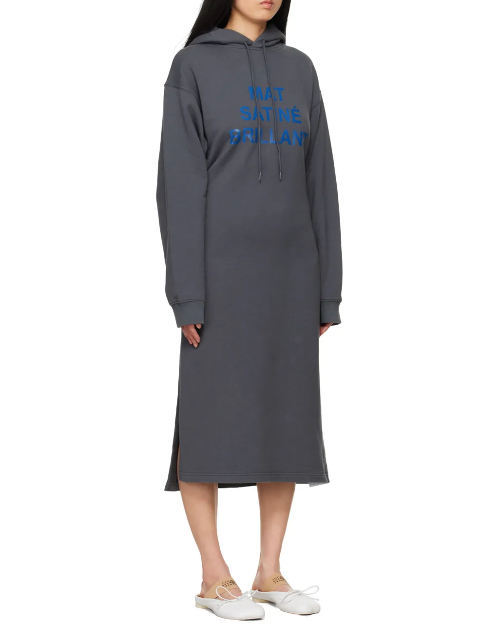 Slogan-Print Extra-Long Cotton Sweatshirt