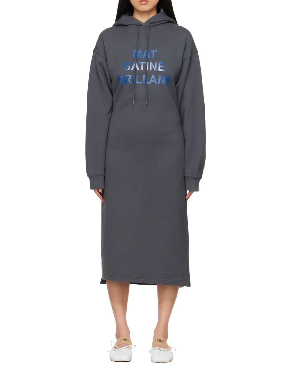 Slogan-Print Extra-Long Cotton Sweatshirt