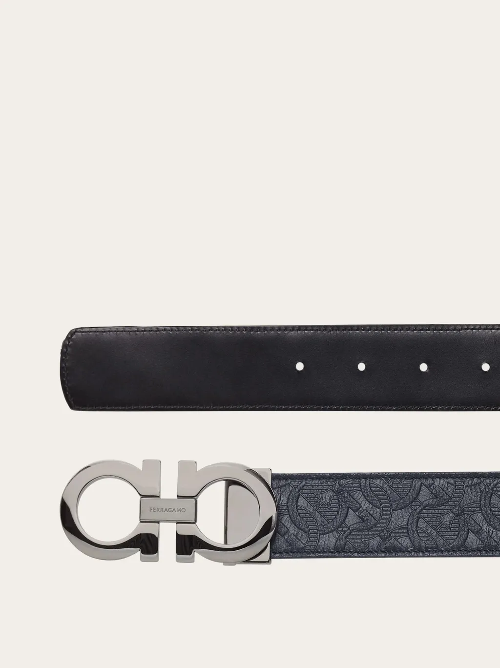 Gancini-Buckle Leather Belt