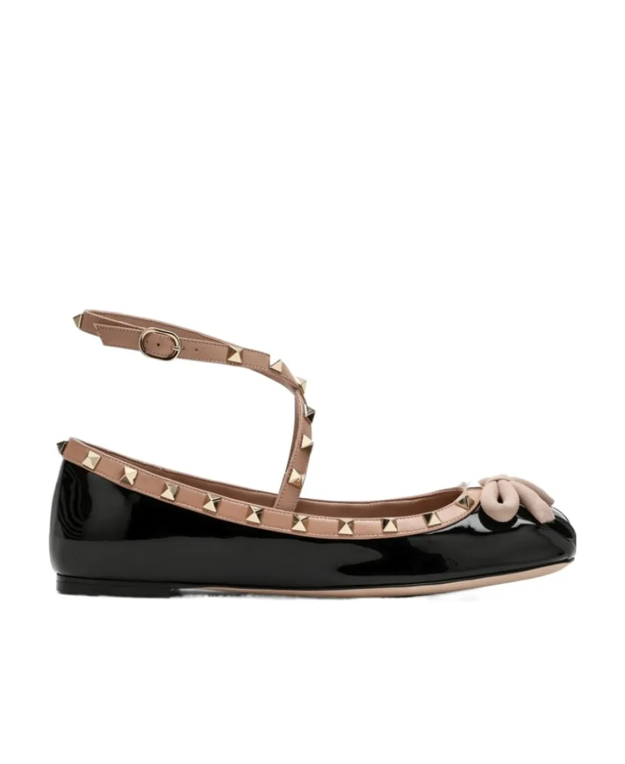 Valentino Garavani Rockstud Round Toe Ballerina Shoes