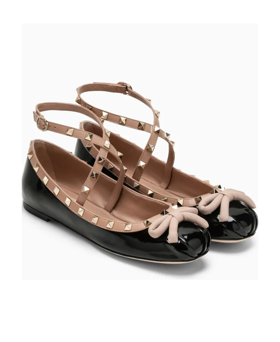 Valentino Garavani Rockstud Round Toe Ballerina Shoes