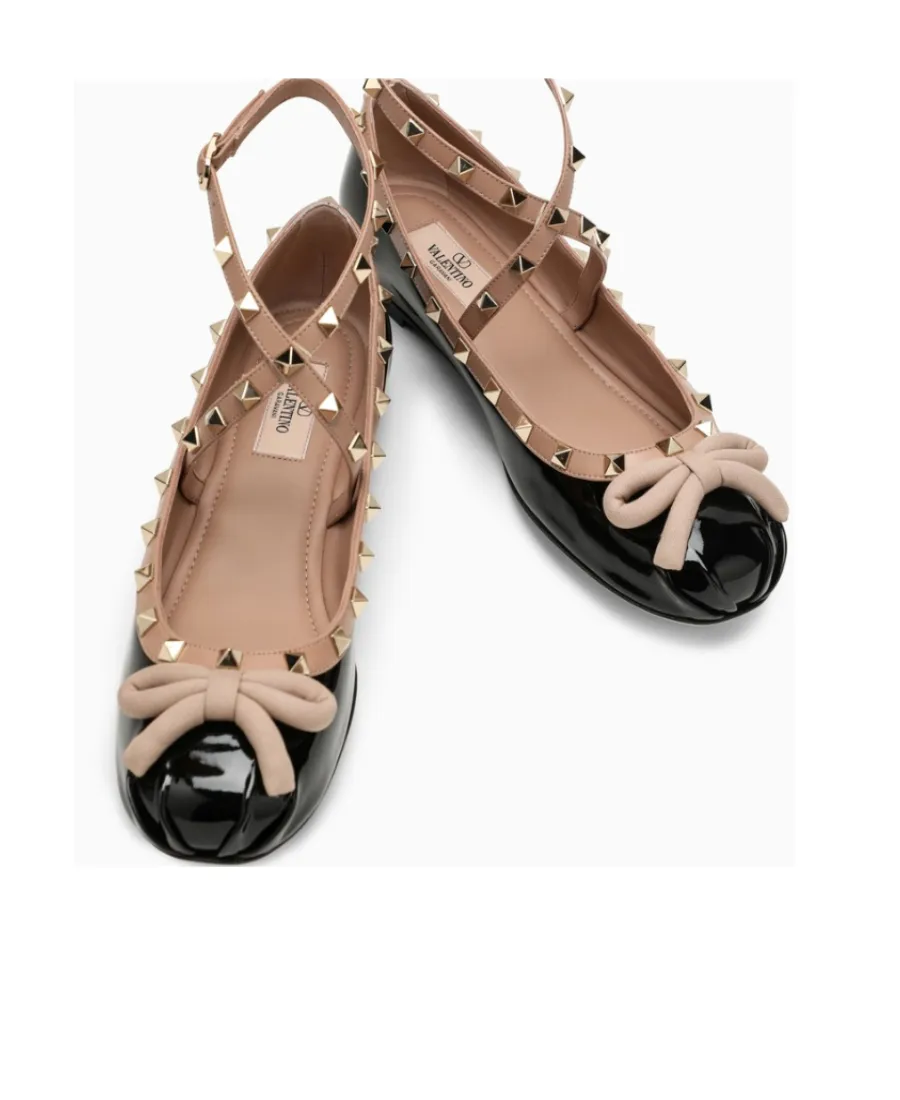 Valentino Garavani Rockstud Round Toe Ballerina Shoes