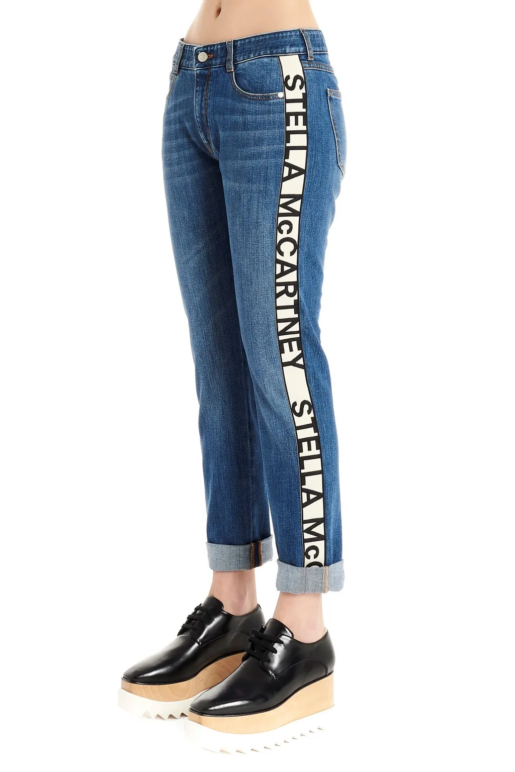 Logo-Stripe Cropped Jeans
