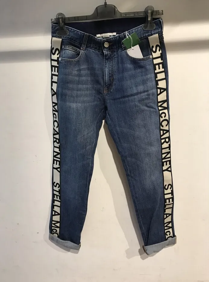 Logo-Stripe Cropped Jeans