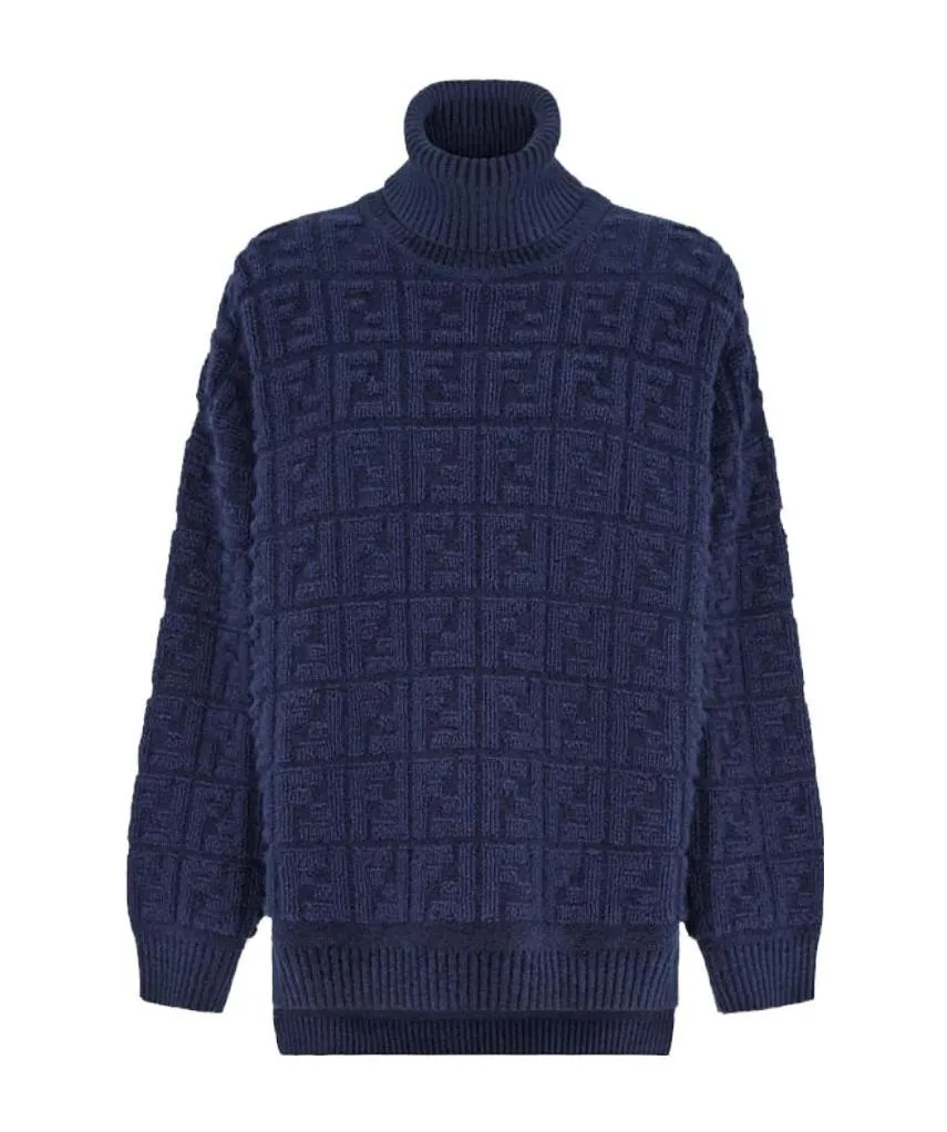 Knitted Ff Motif Patterned Sweater