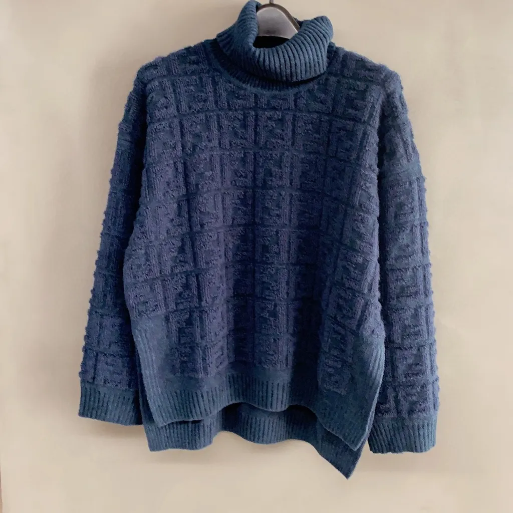 Knitted Ff Motif Patterned Sweater