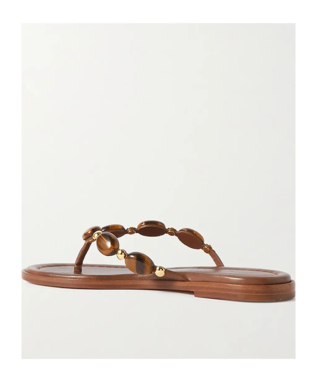 Embellished Herringbone Flat Sandals