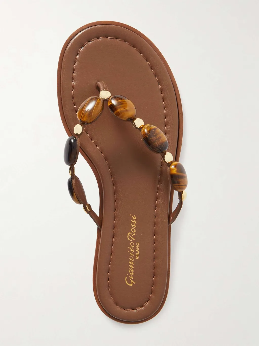 Embellished Herringbone Flat Sandals