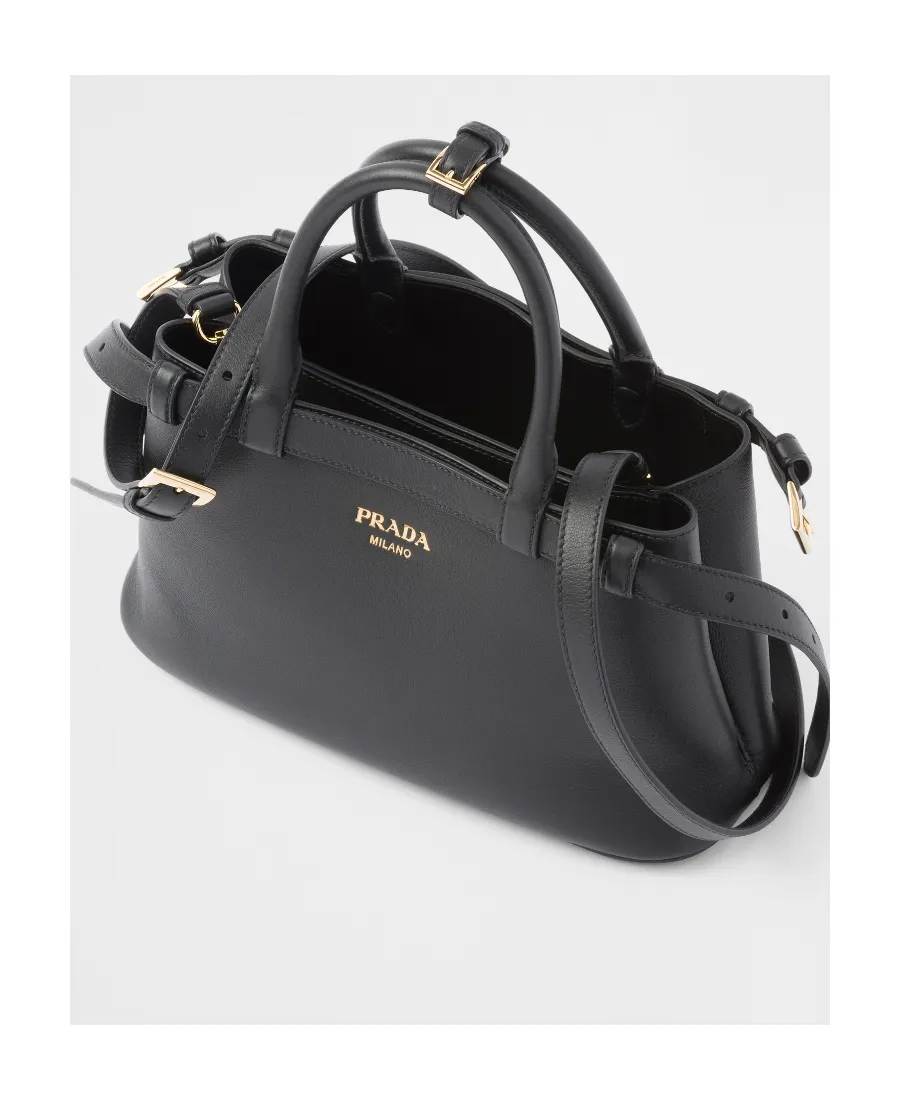 Prada Buckle Small Leather Handbag With Double Belt