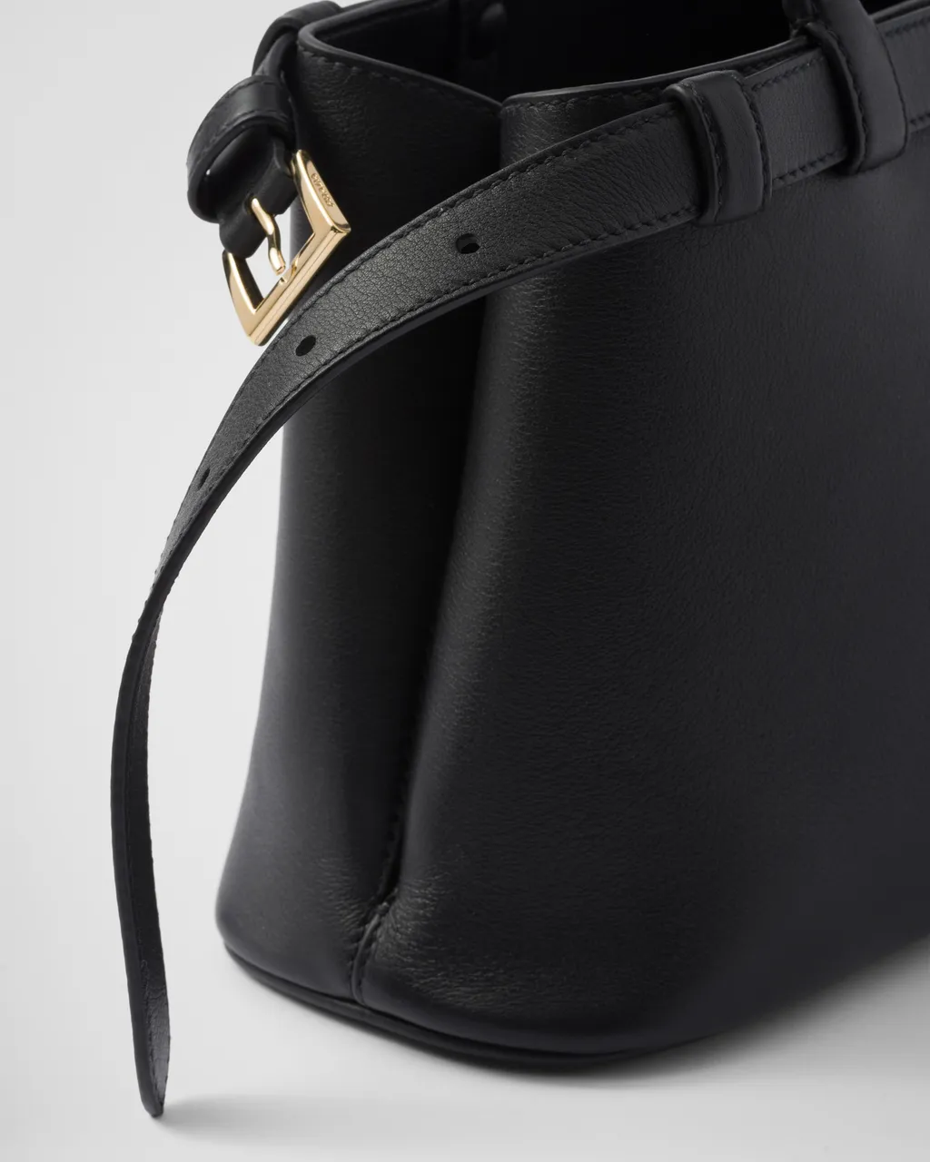 Prada Buckle Small Leather Handbag With Double Belt
