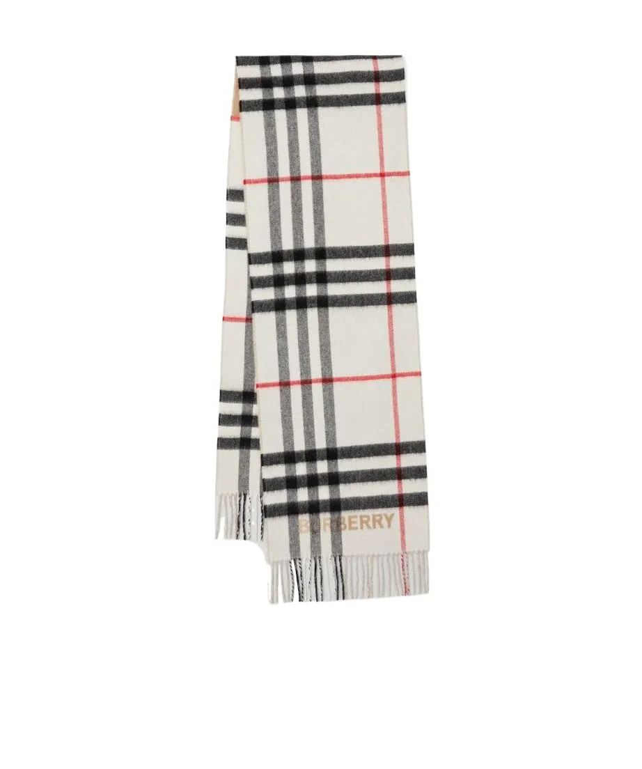 Burberry Checked Pattern Fringe Detailed Scarf