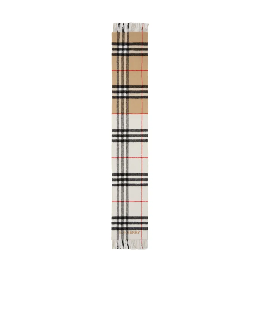 Burberry Checked Pattern Fringe Detailed Scarf