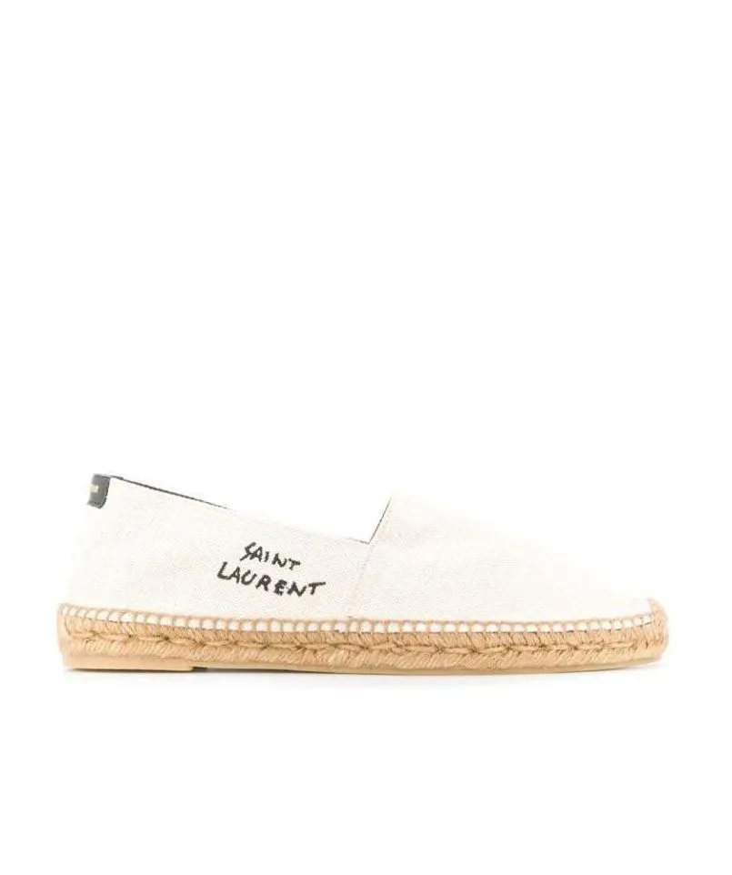 Saint Laurent Logo Embroidered Slip-On Espadrilles