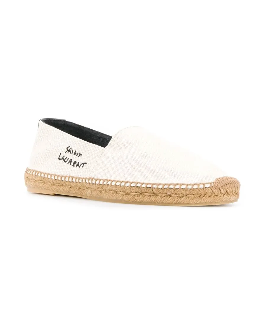 Saint Laurent Logo Embroidered Slip-On Espadrilles