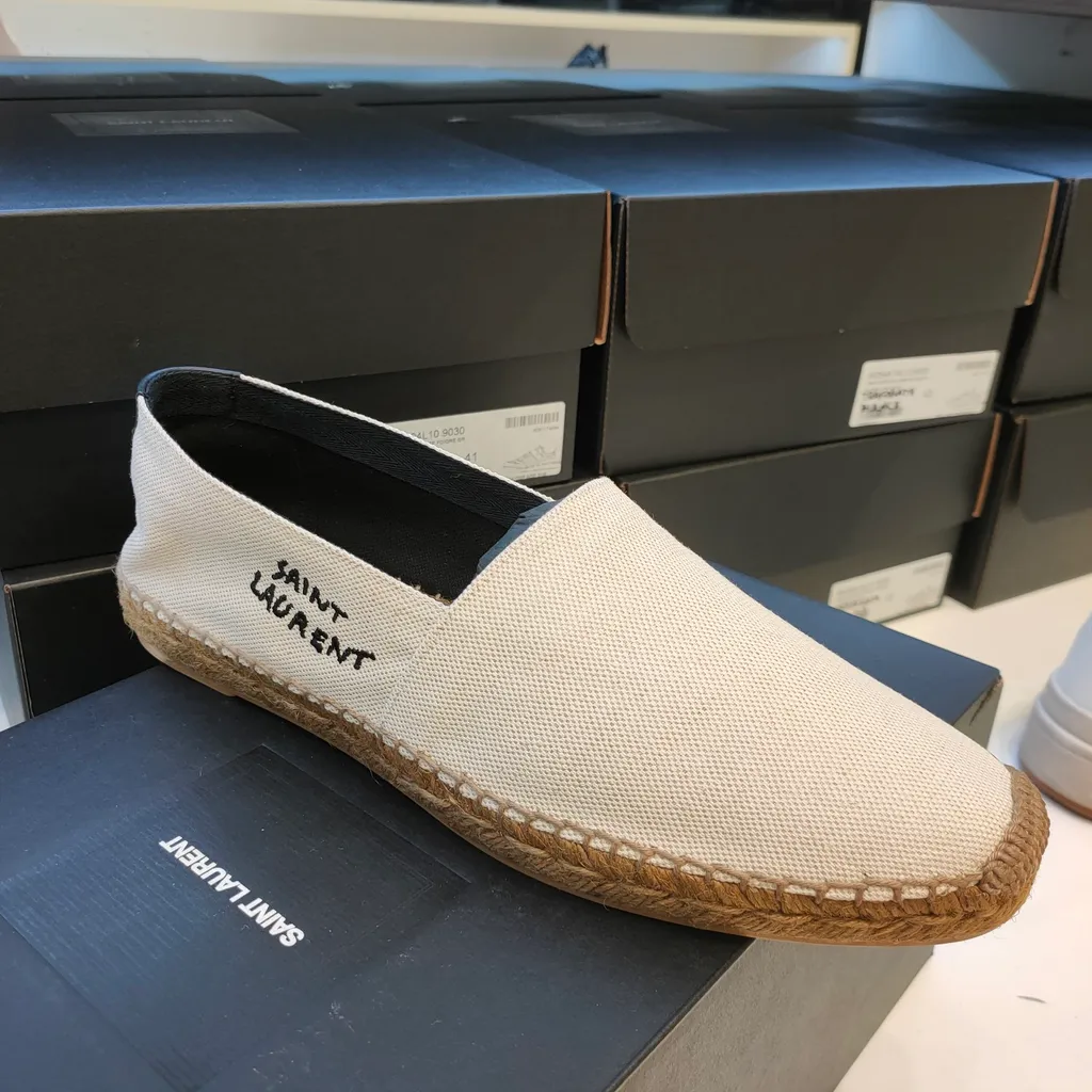 Saint Laurent Logo Embroidered Slip-On Espadrilles