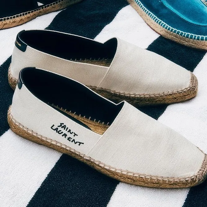 Saint Laurent Logo Embroidered Slip-On Espadrilles