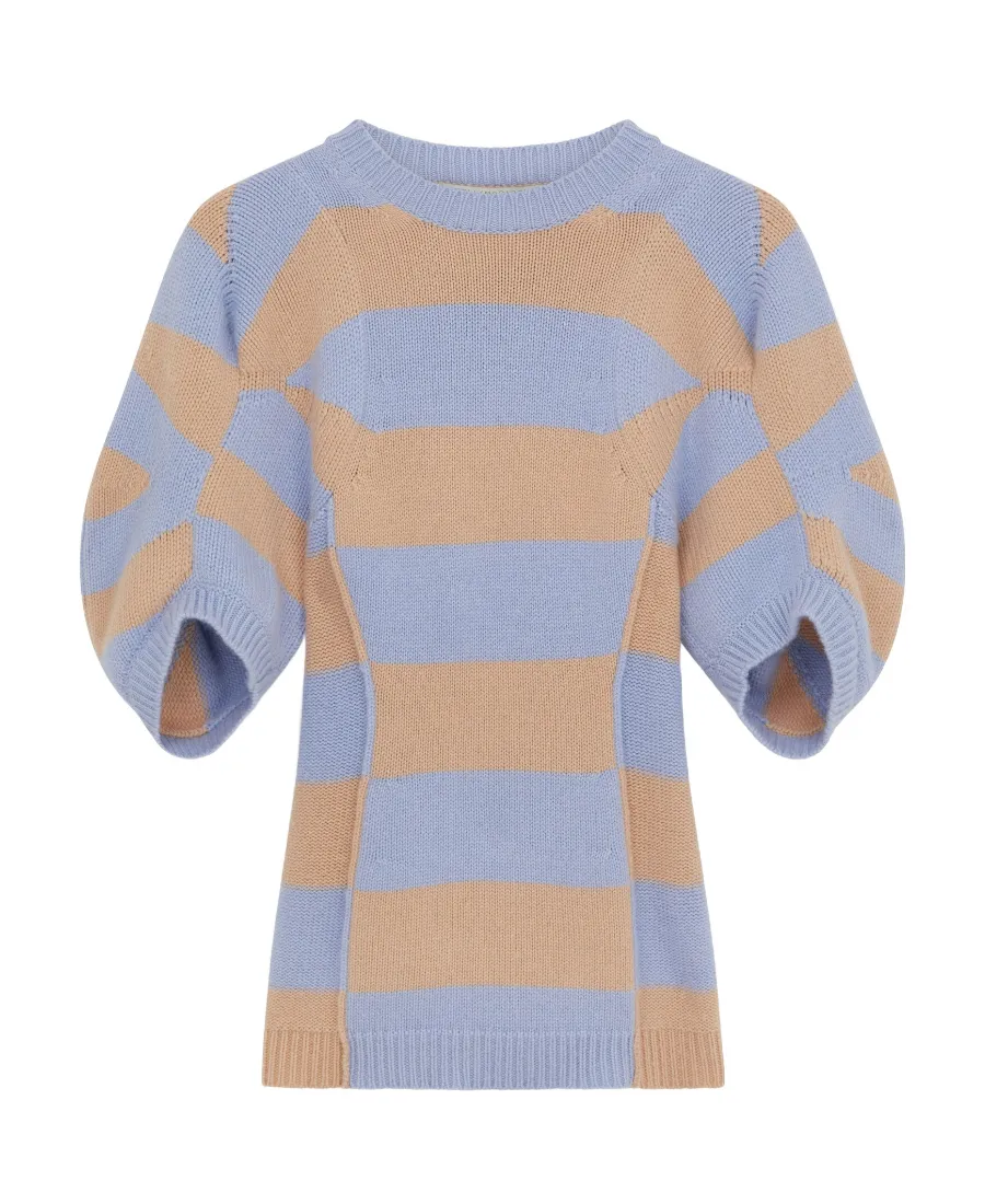 Striped Puff-Sleeve Jumper
