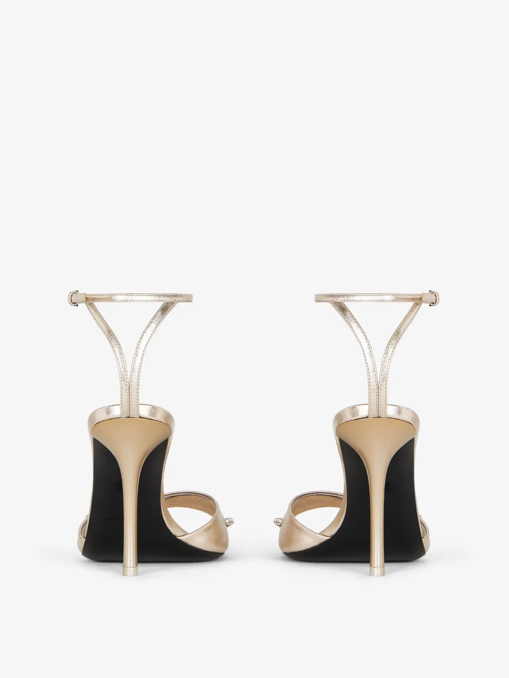 Stitch Sandals In Laminated Leather With Crystals