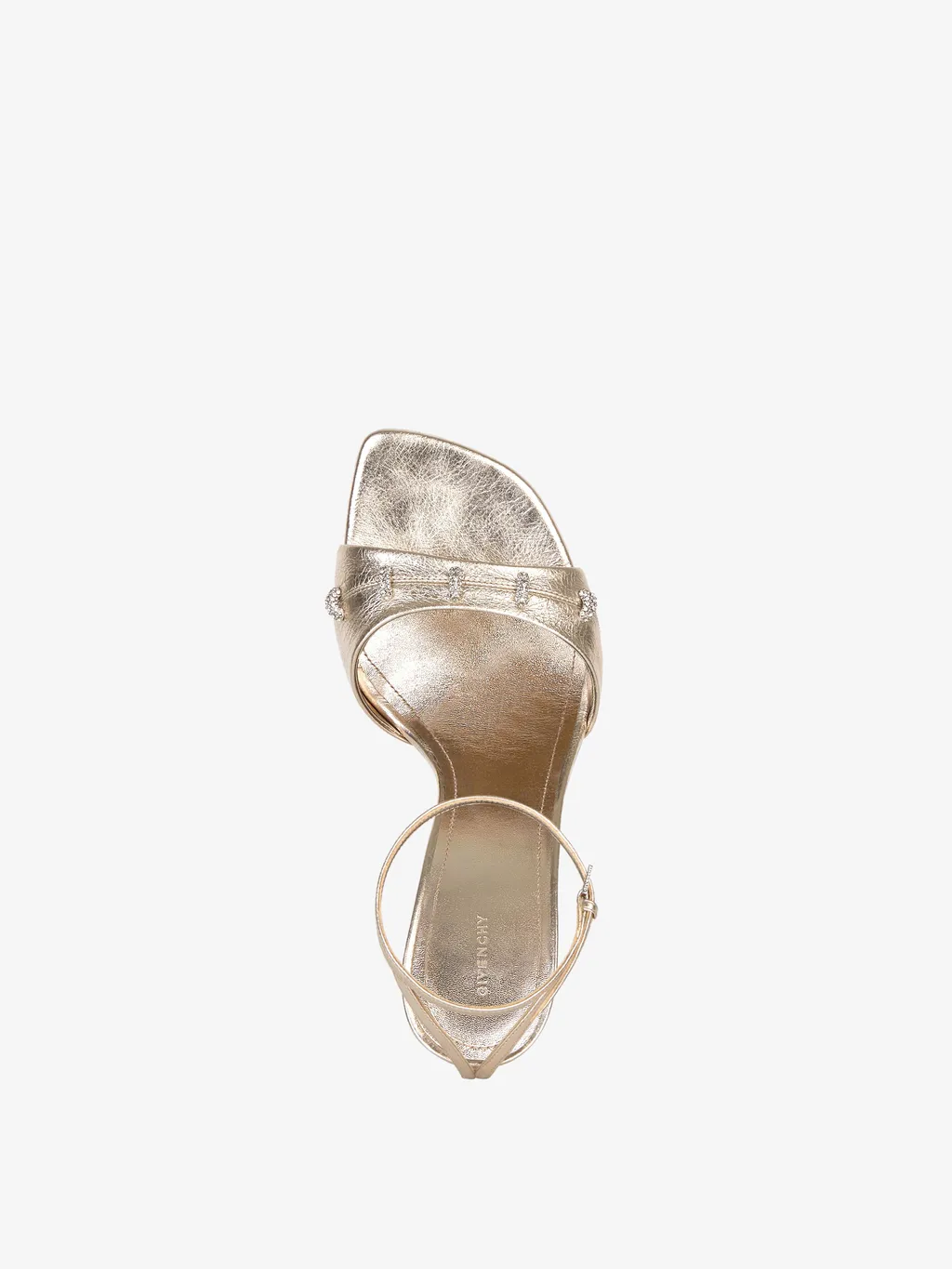 Stitch Sandals In Laminated Leather With Crystals
