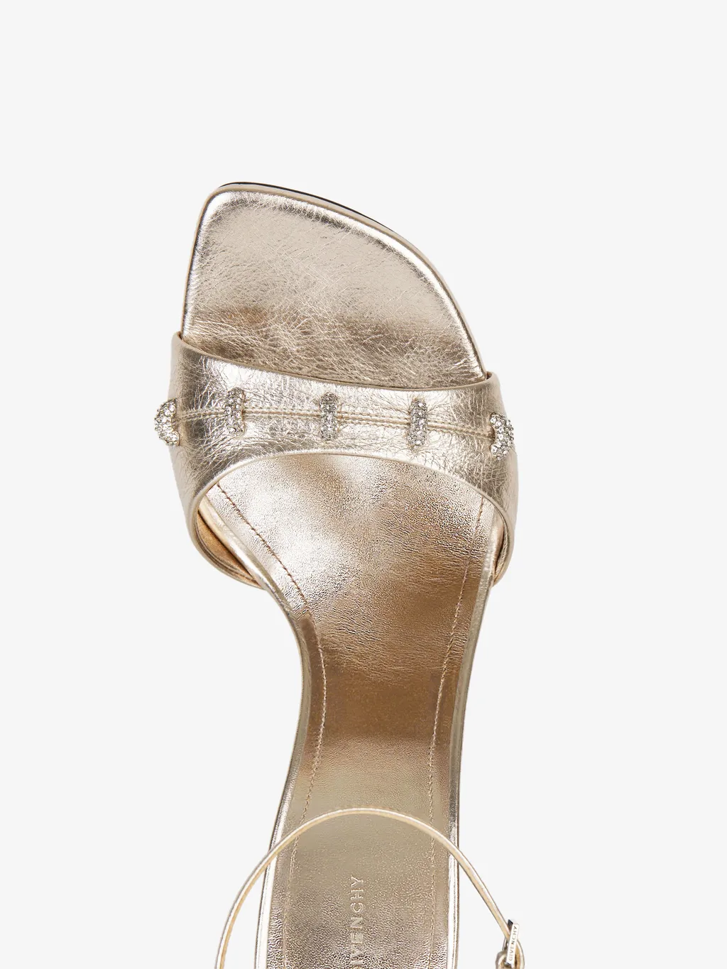 Stitch Sandals In Laminated Leather With Crystals