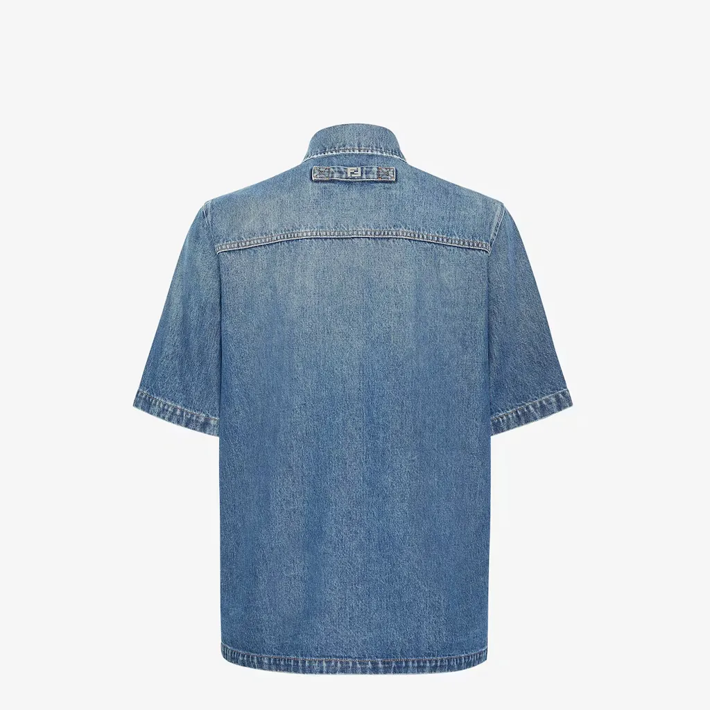 Fendi Short-Sleeved Buttoned Denim Shirt